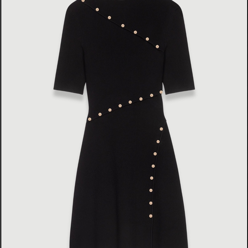 Maje Black knitted Mini Dress